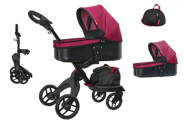 Коляска для ляльки CARRELLO GLORIA 9631A DEEP RED з сумкою, металева, в коробці р.68*29,5*36 см купити