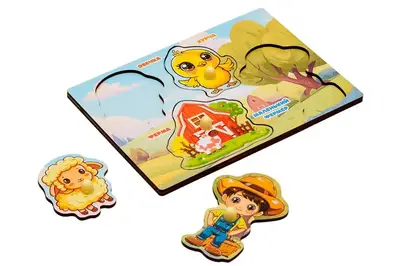 Сортер-вкладиш Puz-88744 "Ферма" дерев'яний PuzzleOk купити