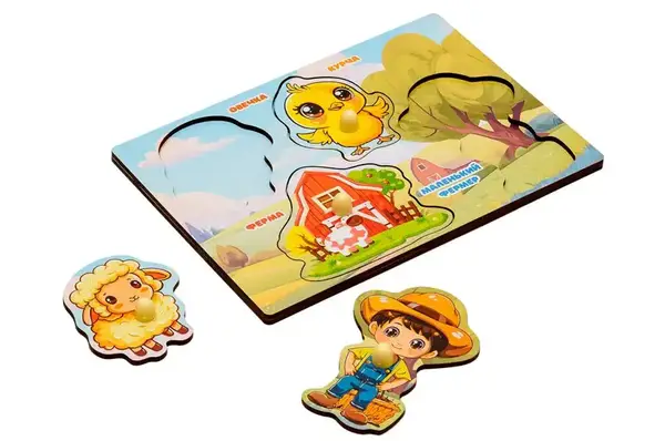 Сортер-вкладиш Puz-88744 "Ферма" дерев'яний PuzzleOk купити недорого в Україні, фото 2