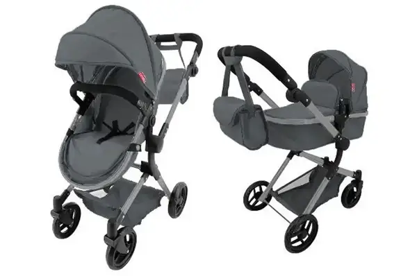 Коляска для ляльки 2в1 ALFA 9707 GREY з сумкою метал.кор.51x15.5x39.5 CARRELLO купити