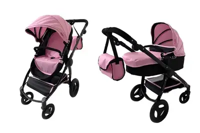 Візок для ляльки 2в1 CARRELLO ULTRA 9696 PINK з сумкою, металевий, в коробці .51*14,5*44,5см купити