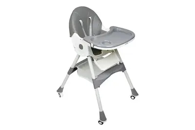 Стільчик для годування Kidoro One (ST-6540) Dark Grey, з екошкіри на колесах, у коробці р.52x25x43 см купити