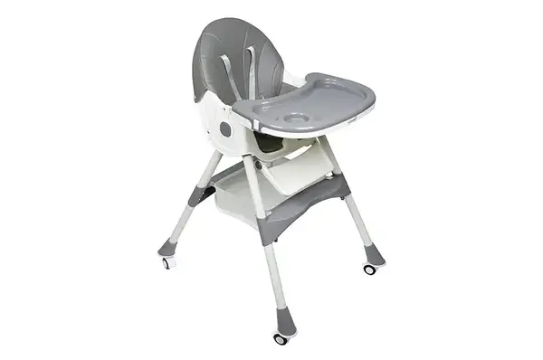 Стільчик для годування Kidoro One (ST-6540) Dark Grey, з екошкіри на колесах, у коробці р.52x25x43 см купити