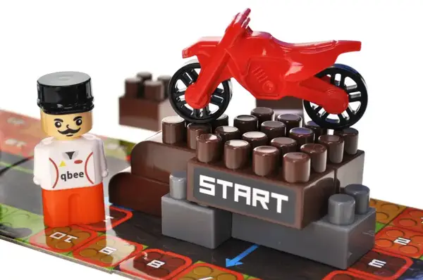 Конструктор блочний QB300-103 "Block&Steps: Мототрек" + ходилка і меморі гра 3в1, 40дет. qbee купити недорого в Україні, фото 6