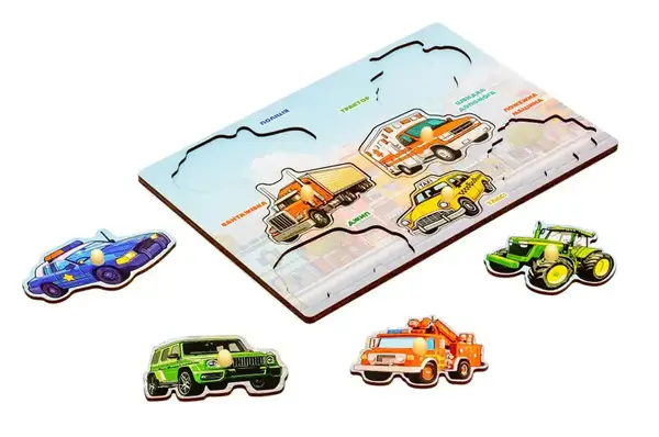 Сортер-вкладиш "Машинки"Puz-88743 дерев'яний PuzzleOk купити недорого в Україні, фото 2