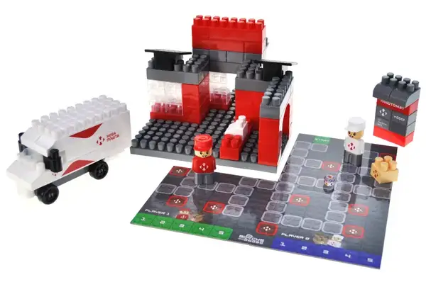 Конструктор блочний QB300-007 "Block&Steps: НОВА ПОШТА. Центральне відділення" + ходилка і гра 3в1, 91дет. qbee купити недорого в Україні, фото 7