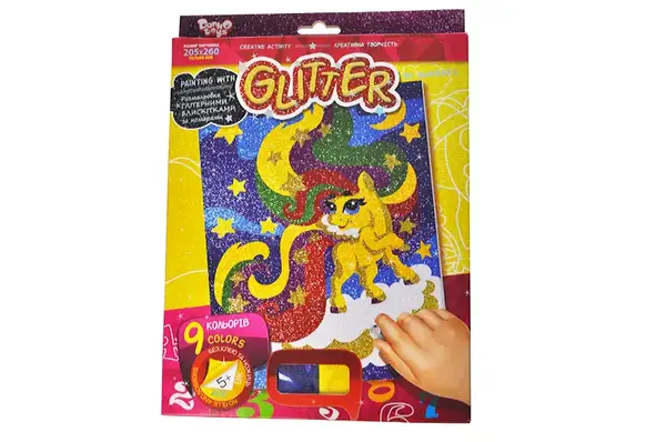 Набір для творчості РГН-02-01,02,03,04,05 "Розмальовка ГЛІТЕРНИМИ БЛИСКІТКАМИ за номерами" міні DANKO купити недорого в Україні, фото 4
