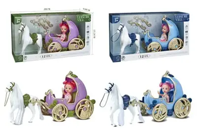 Карета з коником і лялькою 686-849 озвучена, зі світлом, 2 види, в коробці р.28x9,5x15,5см купити