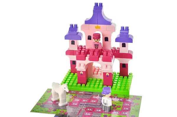 Конструктор блочний QB300-004 "Block&Steps: Замок Принцеси" + ходилка і меморі гра 3в1, 74дет. qbee купити недорого в Україні, фото 3