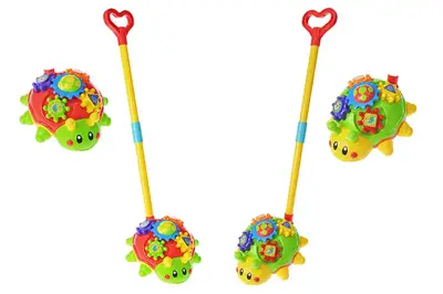 Каталка A0392 "Жук" з ручкою, 2 кольори, в кульку р.20x12x23 см YG Toys купити