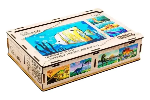 Пазл 4в1 "Морські жителі" дерев'яний, 15 елем., в малюнку PuzzleOK купити недорого в Україні, фото 4