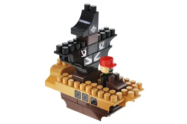 Конструктор блочний QB300-104 "Block&Steps: Піратський корабель" + ходилка і меморі гра 3в1, 41дет. qbee купити недорого в Україні, фото 4