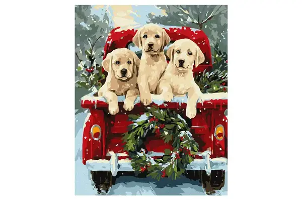 Набір для розпису по номерах KHO6838 "Собача поїздка" 40х50см IDEYKA купити