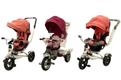 OUTLET Велосипед 3-колісний з ручкою і функцією повороту сидіння, TURBO TRIKE червоний, рожевий,світло рожевий купити