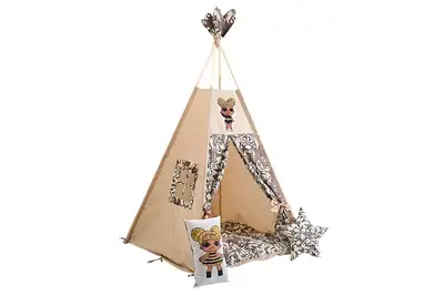 Вігвам - намет дитячий "Лялька-герой" пишний килимок, фіксатор, 2 подушки купити