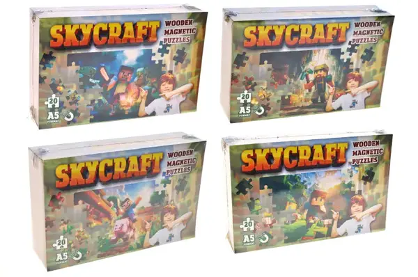Дерев'яний магнітний пазл "Skycraft" 20 елм., 4 види, А5, в коробці р.19*12*5см купити