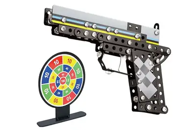 Конструктор металевий 621-2 "Пістолет" стріляє резинками, 204 дет. в коробці р.31,5x4x20,3 см YG Toys купити