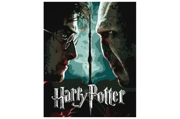 Набір для розпису по номерах KHO5222 WB "Harry Potter: Гаррі та Волдеморт з фарбами металік extra" 40х50см IDEYKA купити