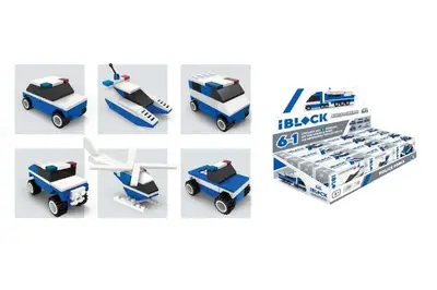 Конструктор Kids hits IBLOCK JUNIOR KH51/005 6 видів 25-30 дет ПОЛІЦІЯ кор. 12*5*8 см дисплей 31,4*21,4*8,5 см купити