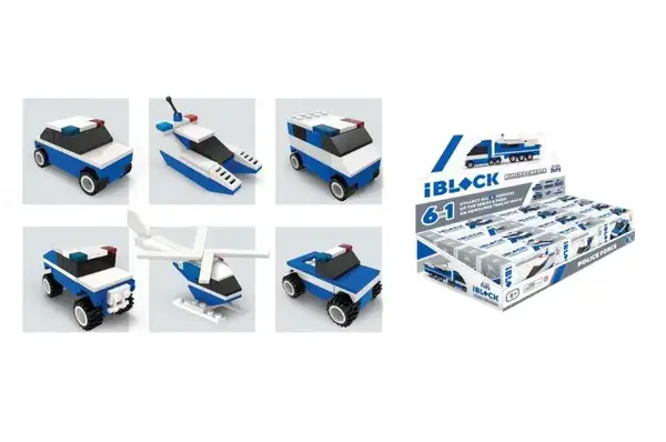 Конструктор Kids hits IBLOCK JUNIOR KH51/005 6 видів 25-30 дет ПОЛІЦІЯ кор. 12*5*8 см дисплей 31,4*21,4*8,5 см купити