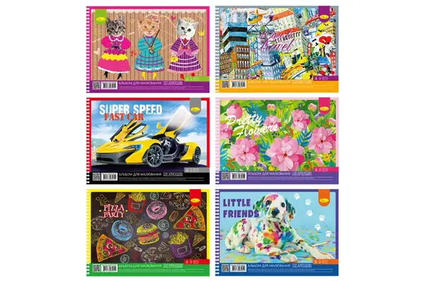 Альбом для малювання лаковка 20 арк. 100 г/м2 Пружина АП-0308 купити