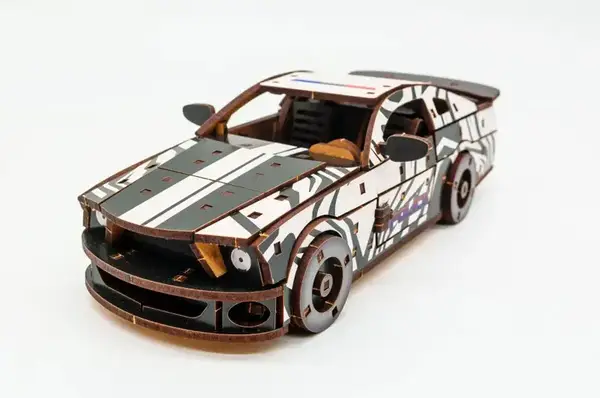 Конструктор Puz-00639 "Muscle Car" дерев'яний, 162 дет., білий колір, поліція розмір моделі 24х9х7 см PuzzleOk купити недорого в Україні, фото 5