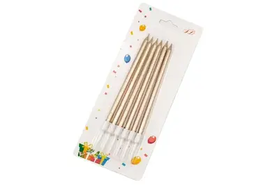 Свічки для торту 'Хром' рожеве золото ТМ 'Твоя Забава' (6 шт.) 12 см купити