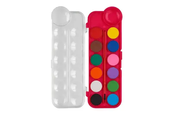 Акварель ZB.6559-10 12 кольорів, пластикова коробка з пензлем, рожева, KIDSLine ZiBi купити