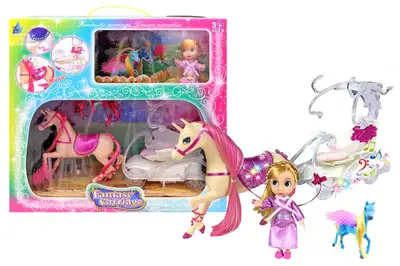 Карета з коником і лялькою, озвучена зі світлом, в коробці SM3006 р.37*22*14 см купити