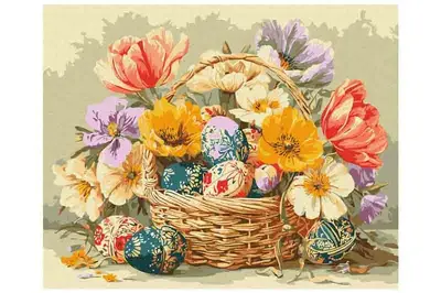 Набір для розпису по номерах 40х50см KHO5186 "Великодній кошик з квітами" IDEYKA купити