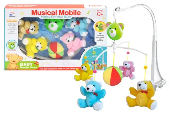 Мобіль на ліжко 699-8A "Ведмедики" на батарейках, м'який, музичний, в коробці р.40x5,3x26,5 см YG Toys купити