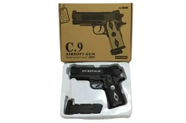 Пістолет C.9 металевий, кульки, у коробці р. 21x15x4,5 см купити
