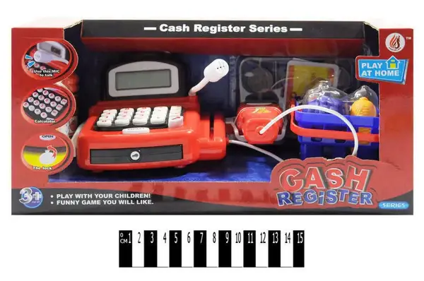 Касовий апарат зі світлом та музикою 8088B +ваги, касова стрічка, гроші, сканер, візок і продукти, в коробці 43*16*17 см купити