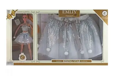 Лялька "Emily" QJ069A в наборі спідничка для дитини, коробка 60,5*6,5*33,2 см купити