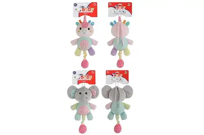 Брязкальце 1952-2/1952-1 підвіска слоненя/єдиноріг м'яке тягнучка музика, 2 види, лист 44x10x18 см купити