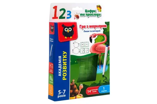 Гра з маркером 'Пиши та витирай. Цифри та приклади' VT5010-14 VladiToys купити