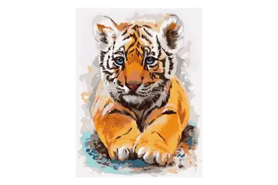 Набір для розпису по номерах 30x40 см KHO4287 "Маленьке тигреня" Ideyka купити