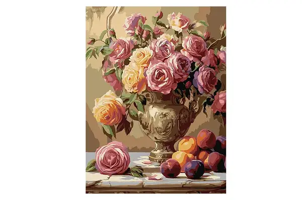 Набір для розпису по номерах 30x40 см KHO3291 "Різнокольорові троянди" Ideyka купити