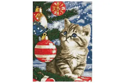 Набір з алмазною мозаїкою AMO7787 "Кошеня під ялинкою" з АВ стразами 30х40см IDEYKA купити