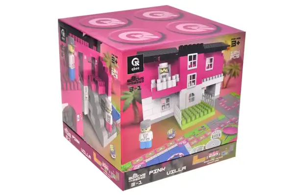 Конструктор блочний QB300-206 "Block&Steps: Рожева Вілла" + ходилка і меморі гра 3в1, 124дет. qbee купити недорого в Україні, фото 3