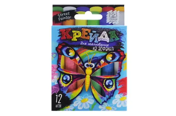 Набір крейди MEL-02-03U для малювання на асфальті тонка 12 шт. в коробці DANKO купити