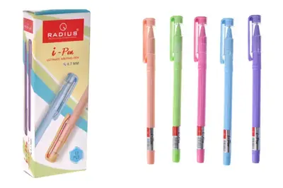 Ручка I-Pen кулькова 12шт. синя, пастельний корпус Radius купити