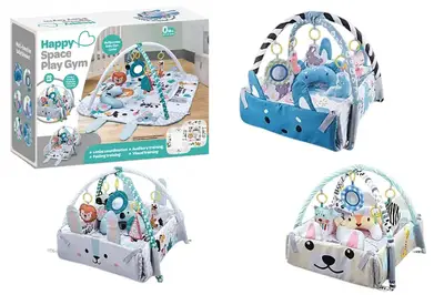 Килимок-манеж з брязкальцями 69878/9/80A 3в1, коробка р.43*19*34см. купити