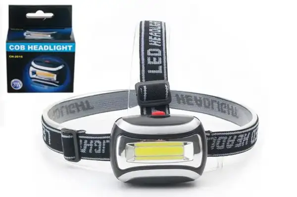 Ліхтарик світлодіодний налобний, 3*AAA, в коробці CH-2016-COB р.7*6*5см купити