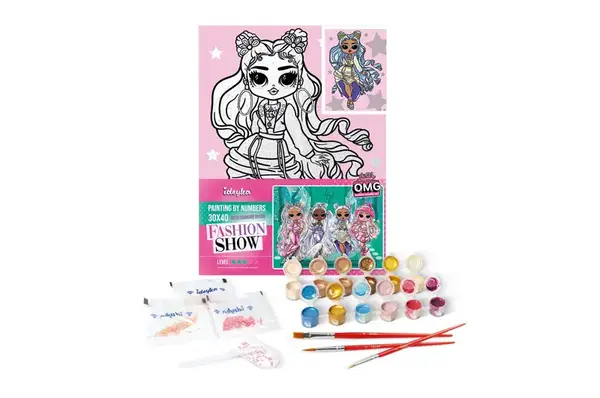 Набір для розпису по номерах для дітей "L.O.L. Surprise! O.M.G. Fashion show Missy Frost" зі стразами 30х40 см. KHO6273 купити недорого в Україні, фото 2