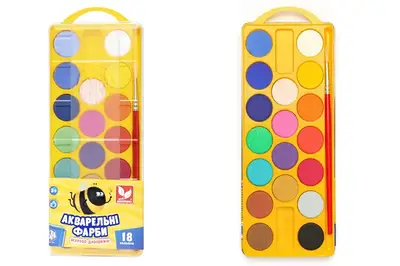 Фарби акварельні сухі Школярик 18 кольорів 83210900-UA купити