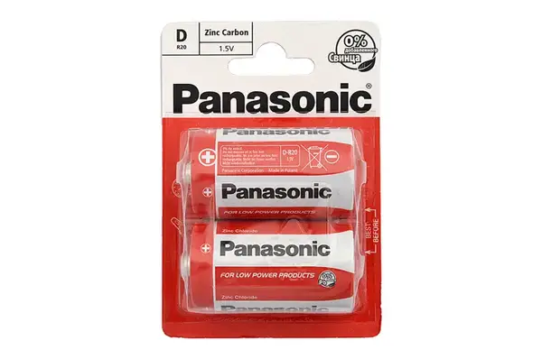 Батарейки R20 Zinc Carbon Panasonic сольова (червоні) 1шт. купити