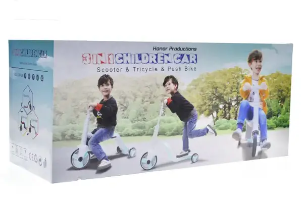 Самокат дитячий 3-х колісний 3 в 1 SC20111 сіро-рожевий, колеса PU 190 мм*108 мм, музика, світло купити недорого в Україні, фото 3