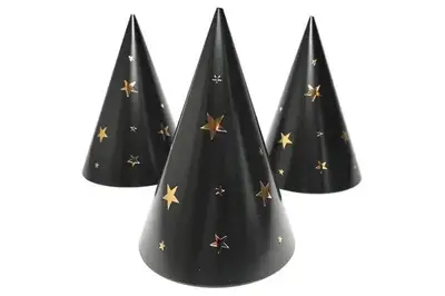 Ковпачок дитячий паперовий "Зірки золоті" чорний (10шт.) купити