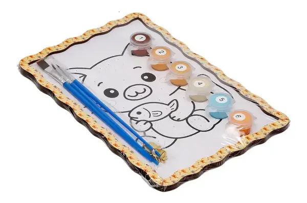 Набір для розпису по номерах Puz-22980 "Котик" дерев'яний, формат А5 PuzzleOk купити недорого в Україні, фото 4